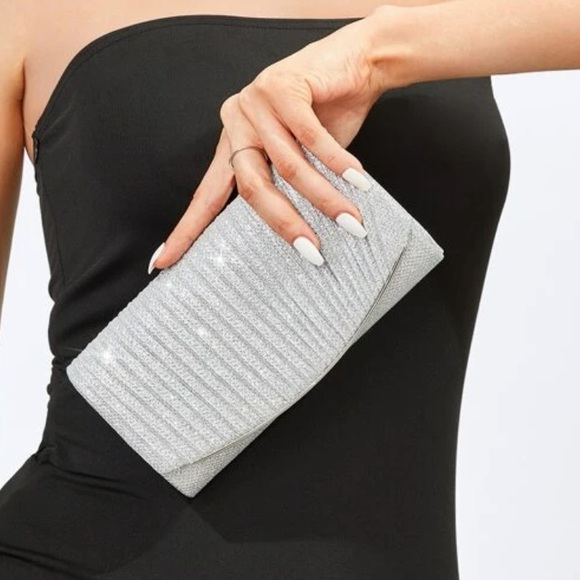 Luxe glitter party evening wedding prom clutch box bag - Picture 2 of 16